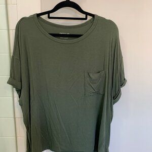American Eagle Shirt Womens XL Green Soft & Sexy Modal Pocket Casual Relaxed Fit